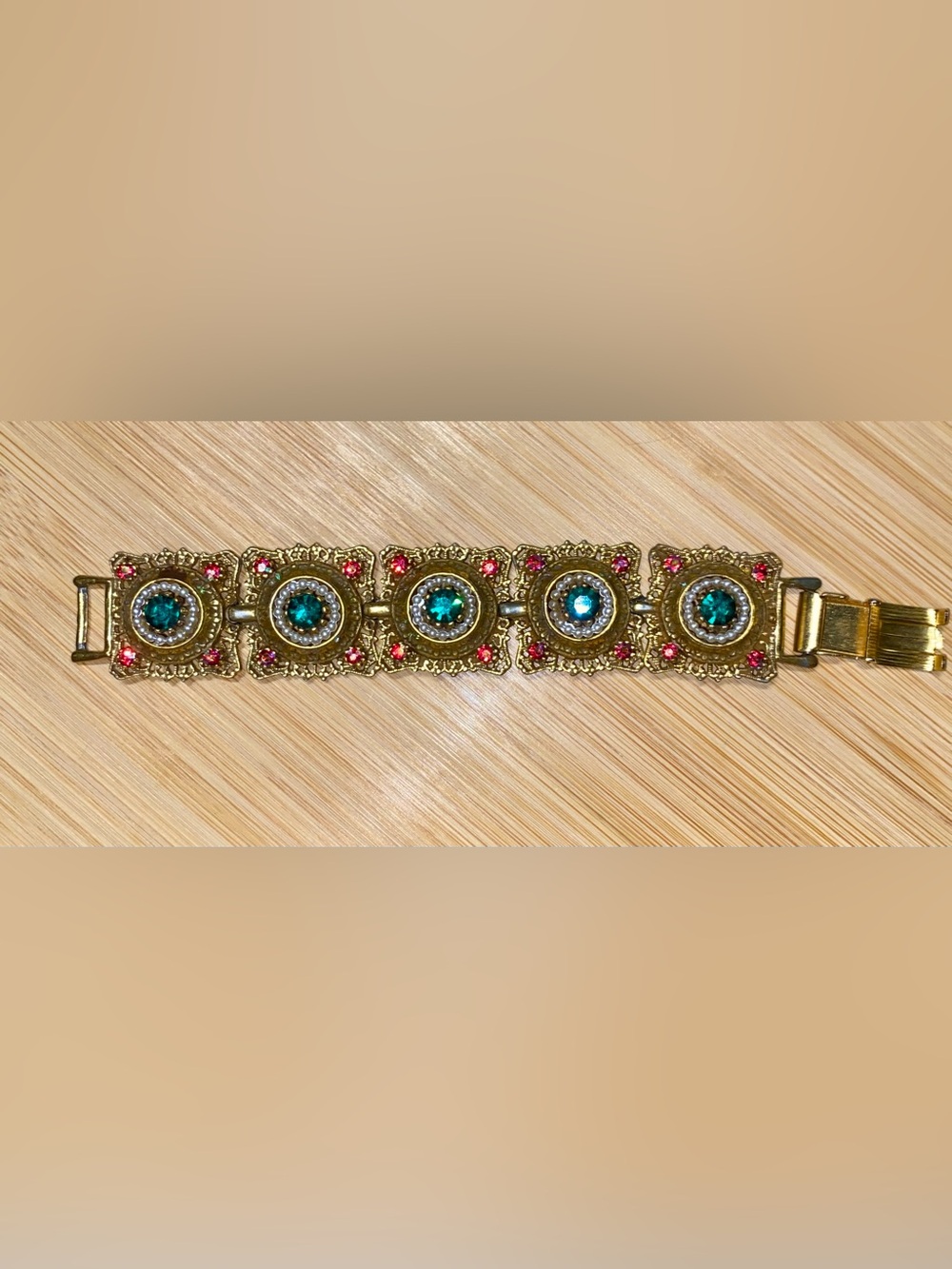 Vintage Arthur Pepper Etruscan-style panel link bracelet